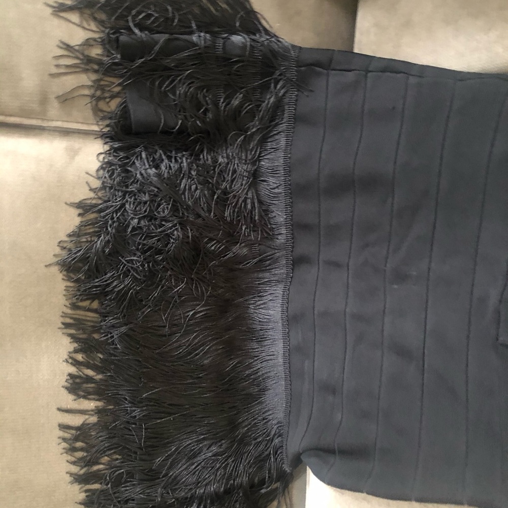 Dress with fringe bottom and zip up back